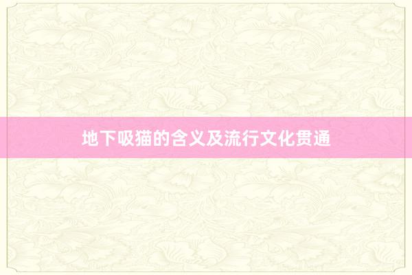 地下吸猫的含义及流行文化贯通